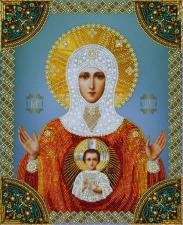 Картины бисером | Икона "Знамение Пресвятой Богородицы". Размер - 25,5 х 32 см.
