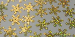 Пайетки Снежинка золото голография,18 мм, уп. 50 шт