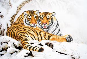 Тигры зимой. Размер - 39 х 27 см.