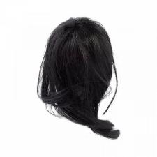 Волосы (парик) для кукол (прямые),цвет:чёрный,размер 19-22 см (шар 6-7 см)