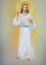 Картины бисером | Икона "Иисус,уповаю на Тебя". Размер - 25 х 37 см.