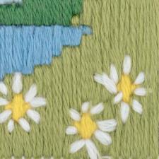 Риолис | Набор для вышивания длинным стежком "Лесное озеро". Размер - 6 х 6 см