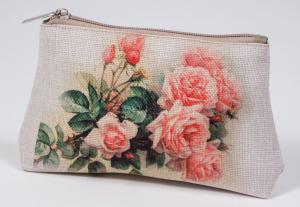 Матрёнин Посад | Готовая косметичка из холста "Розовые розы"