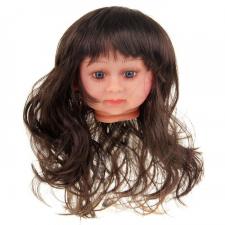 Парик для кукол "Прямые волосы,с чёлкой",размер большой,цвет каштановый,диаметр 12 см