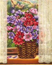 Картины бисером | Цветы у окна. Размер - 35 х 43 см.
