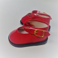 Туфли лаковые с ремешком на липучке,7 см,цв.красный