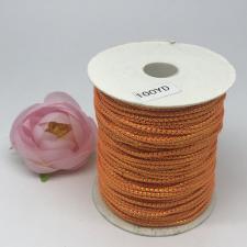 Шнур декоративный плетёный с люрексом,круглый,2мм,оранжевый/золото (№6),100 ярдов (91,44 м)
