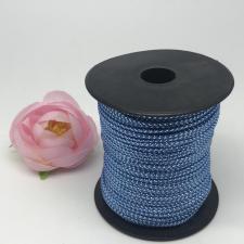 Шнур декоративный плетёный с люрексом,круглый,2мм,синий/серебро (№7),100 ярдов (91,44 м)