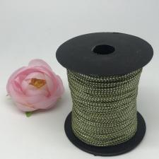 Шнур декоративный плетёный с люрексом,круглый,2мм,оливковый/серебро (№17),100 ярдов (91,44 м)