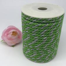 Шнур витой декоративный двухцветный,5 мм,цвет зелёный/серебро (№17)