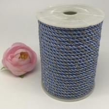 Шнур витой декоративный двухцветный,5 мм,цвет светло-голубой/серебро (№22)
