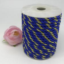 Шнур витой декоративный двухцветный,5 мм,цвет синий/золото (№36)