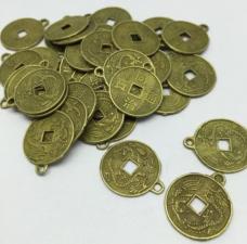 Монеты с подвесом для рукоделия,19 мм,цвет бронза,уп.50 шт