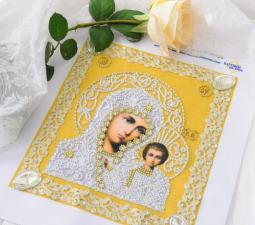 Картины бисером | Набор венчальных икон (золото). Размер - 19 х 21,5 см.