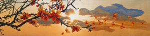 Новая слобода | Набор для вышивания нитками на канве с фоновым рисунком "Весенний закат". Размер - 54 х 14 см.