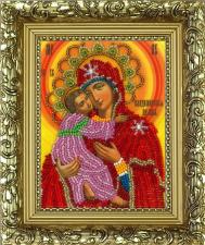 Владимирская икона Божией Матери. Размер - 9,5 х 12,5 см.