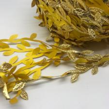 Декоративная тесьма с листочками,золото,длина 10 м