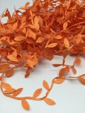 Декоративная тесьма с листочками,оранжевый,10 м