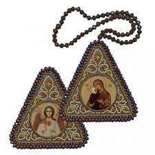 Новая слобода | Набор для вышивания бисером двухсторонней иконы "Прав. Анна, мать Пресвятой Богородицы и Ангел Хранитель"