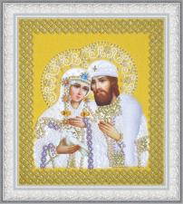 Картины бисером | Святые Пётр и Феврония (золото,жемчуг). Размер - 19 х 22 см.