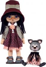 Новая слобода | Набор для шитья куклы и мягкой игрушки "Девочка с котиком"