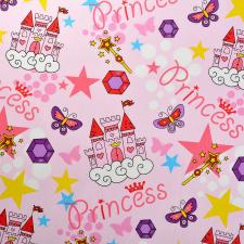 Ткань ранфорс Принцессы, 130г/м²,100% хлопок, шир.240см, цв.розовый, рул.3м