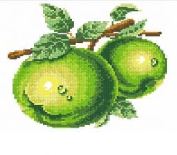 Алмазная мозаика | Зелёные яблоки. Размер - 25 х 23 см