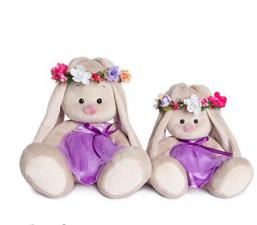 Зайка Ми в веночке и фиолетовом платье, мягкая игрушка BudiBasa,размер 18 см