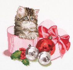 Thea Gouverneur | Christmas kitten/Рождественский котёнок. Размер - 31 х 30 см