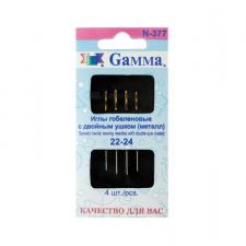 "Gamma" Иглы для шитья ручные гобеленовые №22-24 с двойным ушком N-377 в конверте 4 шт.,остриё закруглённое