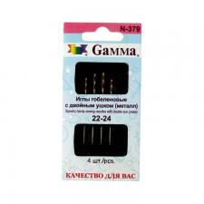 "Gamma" Иглы для шитья ручные гобеленовые №22-24 с двойным ушком N-379 в конверте 4 шт., острые