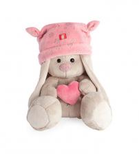 Зайка Ми в розовой шапке с сердечком. Размер - 15 см.