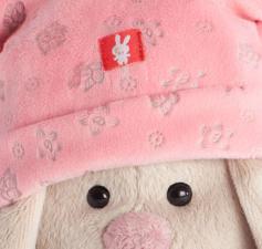 Зайка Ми в розовой шапке с сердечком (Малыш). Размер - 15 см.