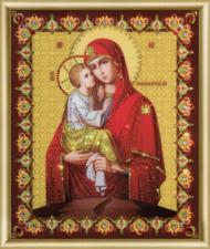 Чаривна мить | Картина стразами Икона Божьей Матери Почаевская. Размер - 17,4 х 21,2 см