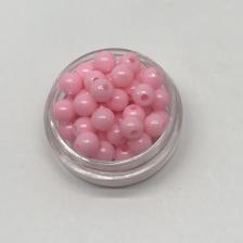 Бусины пластиковые круглые,цвет 02 (розовый),6 мм,уп.80 шт