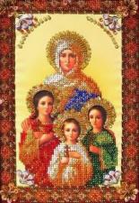 Картины бисером | Икона "Святые мученицы Вера, Надежда, Любовь и мать их Софья". Размер - 19 х 25 см