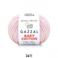 Пряжа Gazzal Baby cotton (60% хлопок, 40% акрил, 50 гр/165 м),3411 розовый