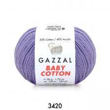 Пряжа Gazzal Baby cotton (60% хлопок, 40% акрил, 50 гр/165 м),3420 лавандовый