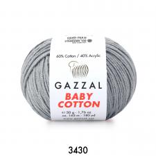 Пряжа Gazzal Baby cotton (60% хлопок, 40% акрил, 50 гр/165 м),3430 серый