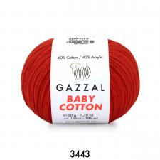 Пряжа Gazzal Baby cotton (60% хлопок, 40% акрил, 50 гр/165 м),3443 алый