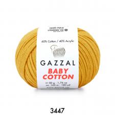 Пряжа Gazzal Baby cotton (60% хлопок, 40% акрил, 50 гр/165 м),3447 горчица