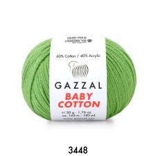 Пряжа Gazzal Baby cotton (60% хлопок, 40% акрил, 50 гр/165 м),3448 зелёное яблоко