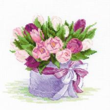 Риолис | Тюльпаны в шляпной коробке. Размер - 20 х 20 см