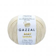 Пряжа Gazzal Baby Wool (40% шерсть мериноса, 20% кашемир ПА, 40% акрил, 50 гр/175 м),829 кремовый