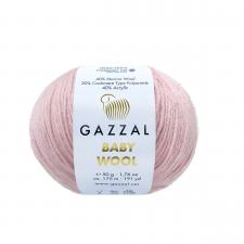 Пряжа Gazzal Baby Wool (40% шерсть мериноса, 20% кашемир ПА, 40% акрил, 50 гр/175 м),836 светло-розовый