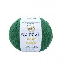 Пряжа Gazzal Baby Wool (40% шерсть мериноса, 20% кашемир ПА, 40% акрил, 50 гр/175 м),814 зелёный