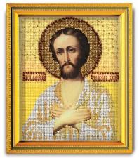 Икона из ювелирного бисера "Св.Алексий Человек Божий". Размер - 12 х 14,5 см.