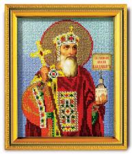 Икона из ювелирного бисера "Св.Владимир князь Киевский". Размер - 12 х 14,5 см.