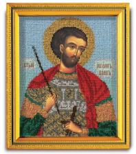 Икона из ювелирного бисера "Св.Иоанн Воин". Размер - 12 х 14,5 см.