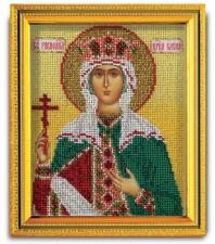 Икона из ювелирного бисера "Св.Равноапостольная Царица Елена". Размер - 12 х 14,5 см.